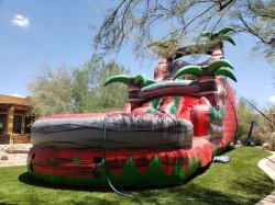 20ft Ruby Red Crush Single Lane Water Slide with Pool