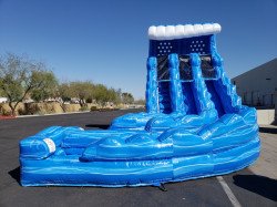 20ft Blue Hurricane Curve Dual Lane Water Slide