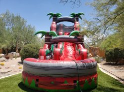 20ft Ruby Red Crush Single Lane Water Slide with Pool