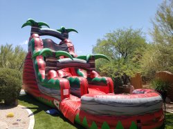 20ft Ruby Red Crush Single Lane Water Slide with Pool