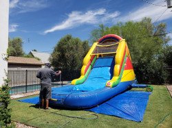 14ft Backyard Blue and Yellow Dry Slide