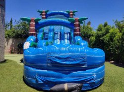 20ft Blue Tropical Rush Double Lane Water Slide