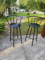 Bar Stool with Metal Swivel Back - Black