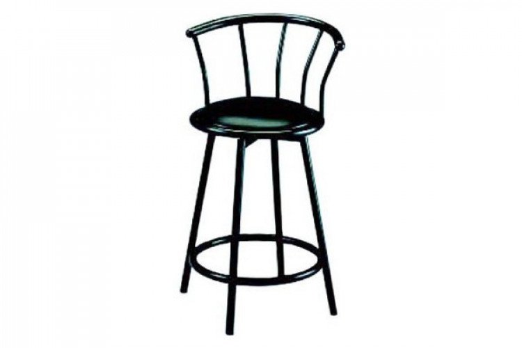 Bar Stool with Metal Swivel Back - Black