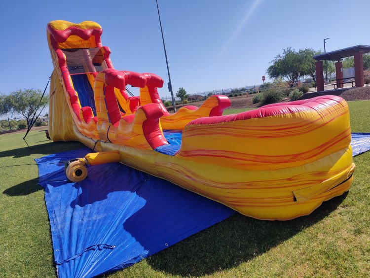 22ft Flaming Volcano Single Water Slide with Pool