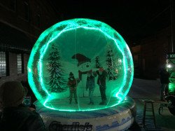 Inflatable Human Snow Globe with blowing snow - AZbouncePro.com