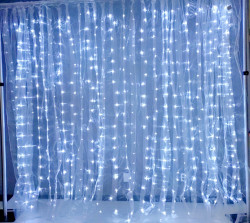 PIPE AND DRAPE 10’ X 10’ - White Sheer Organza and Cool LED 