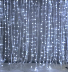 PIPE AND DRAPE 10’ X 10’ - White Sheer Organza and Cool LED 