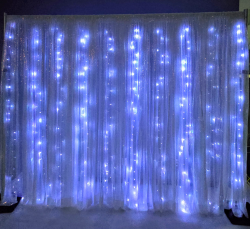 PIPE AND DRAPE 8’ X 8’  -Iridescent Blue Sequin