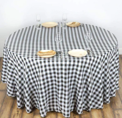 60 Round Table-Floor Length Linen- CHECKERED